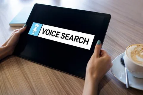 Voice search application on device screen. Internet and technology concept. Stock-Fotos