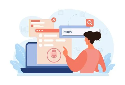 Voice search. Artificial intelligence virtual assistant. Character イラスト素材