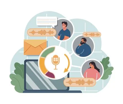 Voice search. Artificial intelligence virtual assistant. Character Ilustração Stock