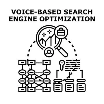 Voice search engine optimizing process concept illustration イラスト素材