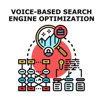 Voice search engine optimizing process concept illustration Stock Illustration