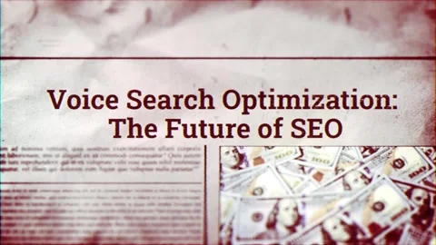 Voice Search Optimization The Future of SEO Title on Digital Newspaper Video stock 317054088