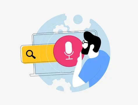Voice search optimization grows critical with rising use of voice assistants and Stock Illustration