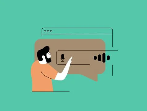 Voice search optimization - natural language queries, voice-enabled speech Stock-Illustration