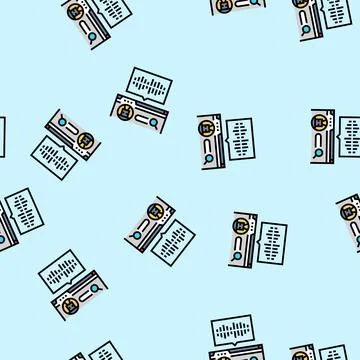 Voice search optimization seo vector seamless pattern Illustrazione stock