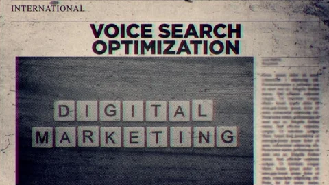 Voice Search Optimization Title on Newspaper headline Style Video stock 317056333