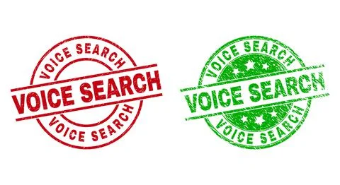 VOICE SEARCH Round Badges Using Grunged Style Stock Illustration