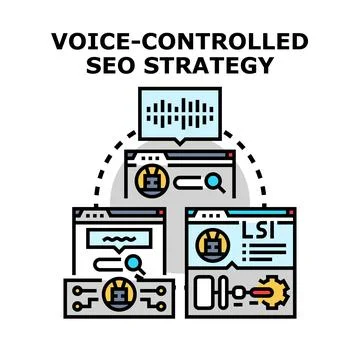 Voice search seo strategy optimizing online content Stock Illustration