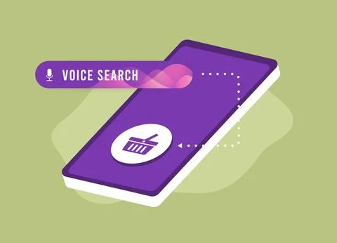 Voice Search shopping e-commerce business concept. Voice-enabled speech Illustrazione stock