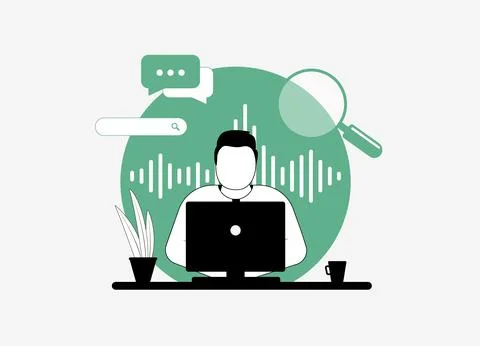 Voice Search - speech recognition technology to search web. Voice-based search Stock Illustration