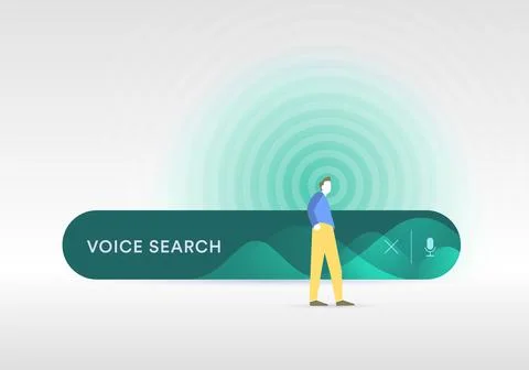 Voice Search technology concept - Speech to Text Searching Assistant and sound Illustrazione stock
