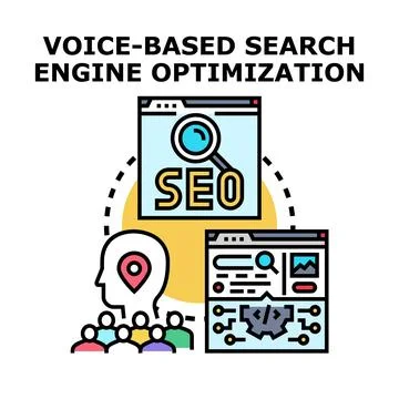 Voice search understanding for engine optimization strategy Stock Illustration