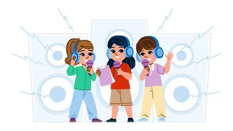 Voice singing hobby kid vector Stock Illustration