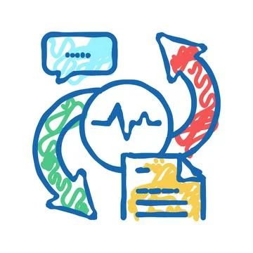 Voice to text converter icon doodle illustration Stockillustratie