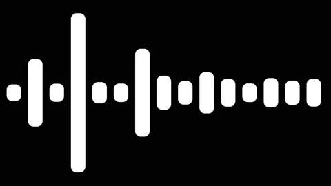 Voice vibration stereo equalizer, white bold lines on black background, 4k Video stock 233525785
