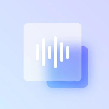 Voice waveform glassmorphism icon. Stock Illustration