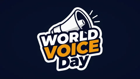 Voice World Day typography megaphone logo Stock Footage 340290749