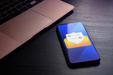 Voicemail concept. Push Notification with voice email message. Mail envelope Stock Illustration