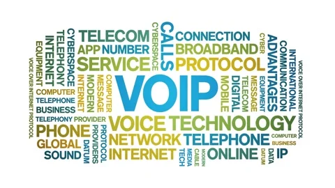 VOIP animated word cloud,animation tag text kinetic typography seamless loop. Stock Footage 277964257
