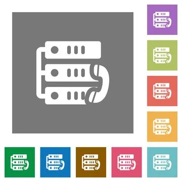 VoIP call square flat icons Stock Illustration