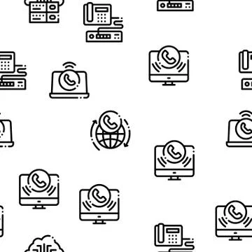 Voip Calling System Seamless Pattern Vector Illustrazione stock