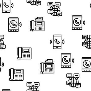 Voip Calling System Seamless Pattern Vector Illustrazione stock