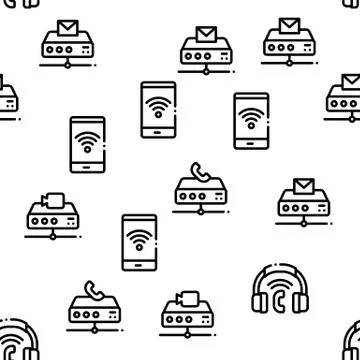 Voip Calling System Seamless Pattern Vector Illustrazione stock