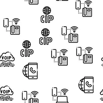 Voip Calling System Seamless Pattern Vector Illustrazione stock