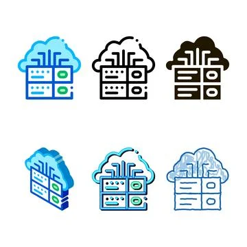 Voip cloud styleset digital system icon vector outline 스톡 일러스트