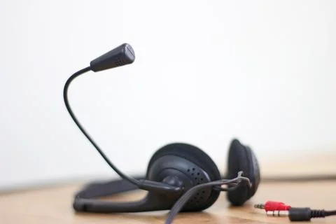 VOIP communication headset support, call center operator and customer servi.. Stock Photos