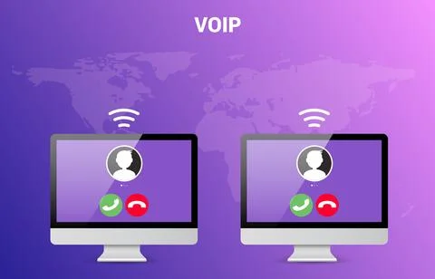 VoIP communication technology concept. Voice over Internet Protocol call on Stock Illustration