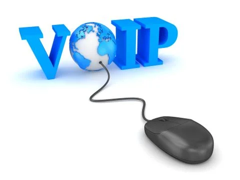 Voip concept with world and computer mouse Stock Illustration