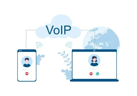 VOIP or Voice Over Internet Protocol with Telephony Scheme Technology and Net イラスト素材
