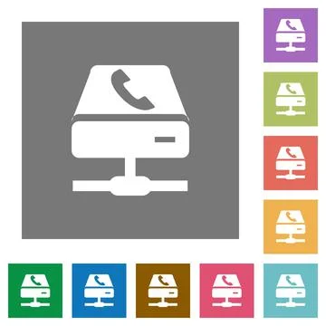 VoIP services square flat icons Stock Illustration