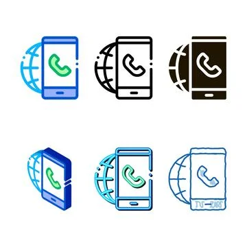 Voip smartphone range internet connection icon vector outline Stock Illustration