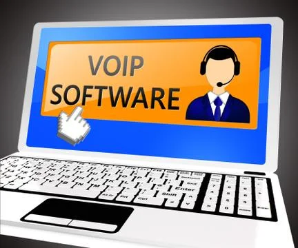 Voip Software Shows Internet Voice 3d Illustration Иллюстрация