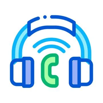 Voip System Headphones Icon Vector Outline Illustration Stock Illustration