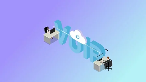 VOIP Technology, Voice over IP isometric 3d animation cartoon Stock Footage 276154683
