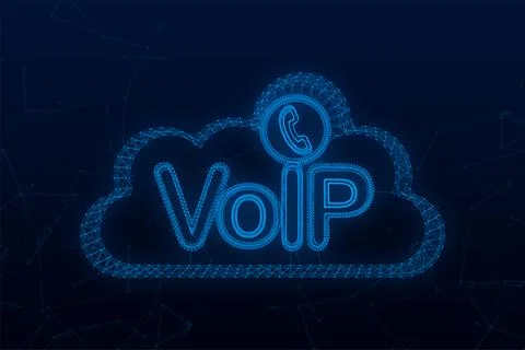 VoIP technology, voice over IP. Internet calling banner. Plexus icon. Vector 스톡 일러스트
