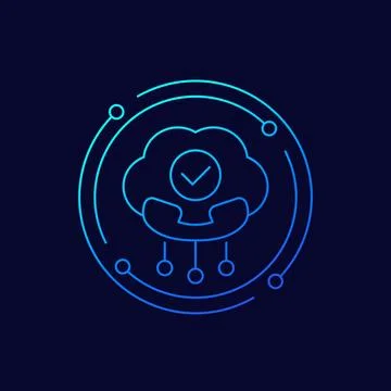 Voip telephony icon with a cloud, linear design Stock Illustration