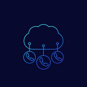 Voip telephony icon, line vector Stock Illustration