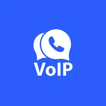 Voip telephony vector icon on blue Stock Illustration