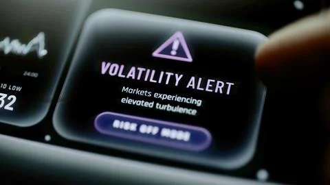 Volatility Alert card with Risk Off Mode Foto stock