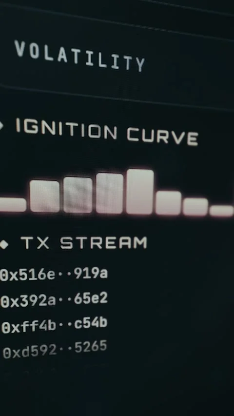 Volatility and Ignition Curve data ,TX Stream list of hexadecimal values Stock Footage 333450803