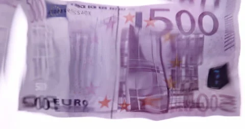 Volatility concept. 500 Euro Banknote Distorted Through Wavy Water Surface Stock Footage 341632870
