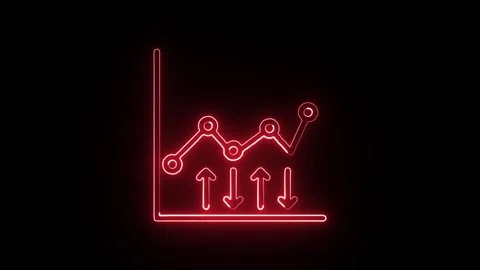 Volatility Icon Isolated on Black Background, Market Change Neon Line Anima.. Video stock 324129315