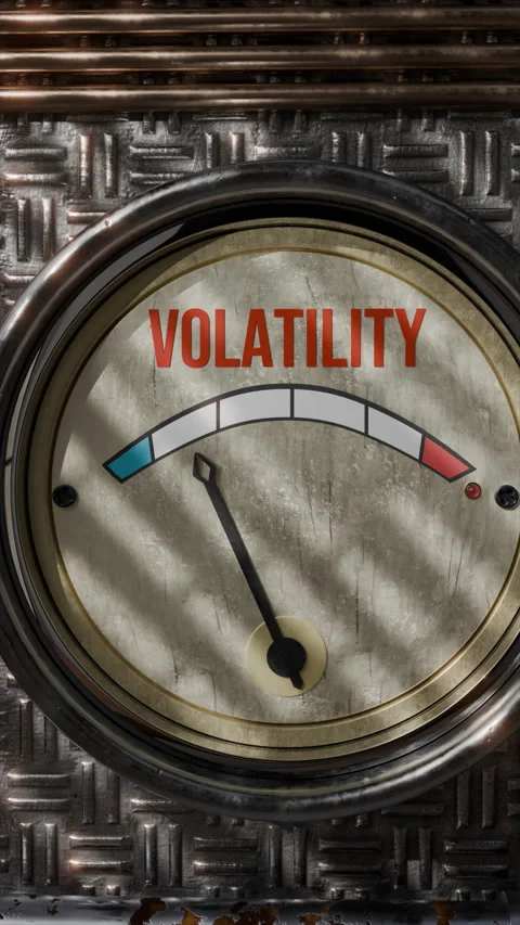 Volatility Indicator Showing Changes in Reading on Metallic Gauge Stock Footage 320245638