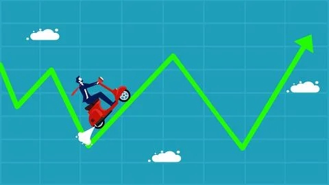 Volatility. A roller coaster ride following the volatility of the stock marke Stock Illustration