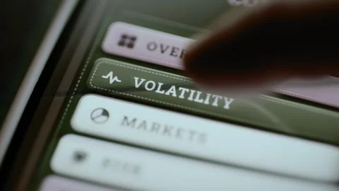Volatility tab highlights inside financial command room menu Stock Footage 346600217