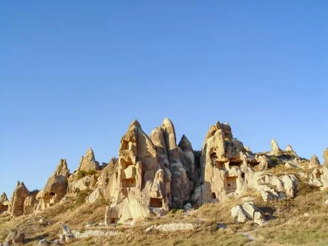 Volcanic cliffs and rock formations at Cappadocia Stockfoto's